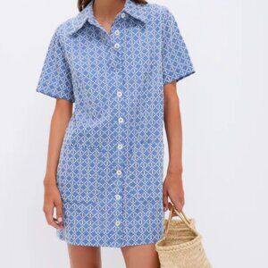 TUCKERNUCK-Pomander Place Blue Denim Embroidered Lacie Dress, Size Medium